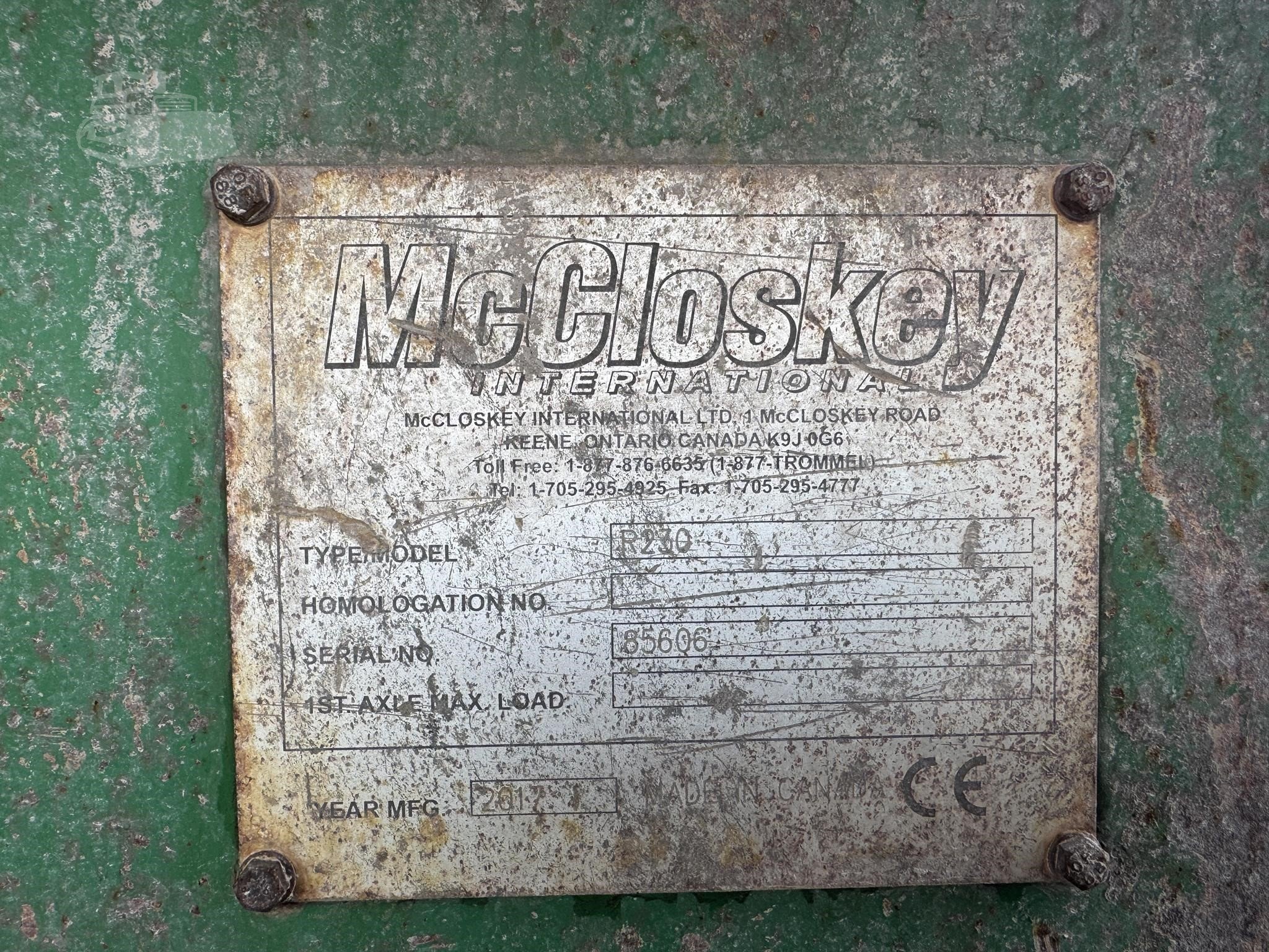 2017 MCCLOSKEY R230